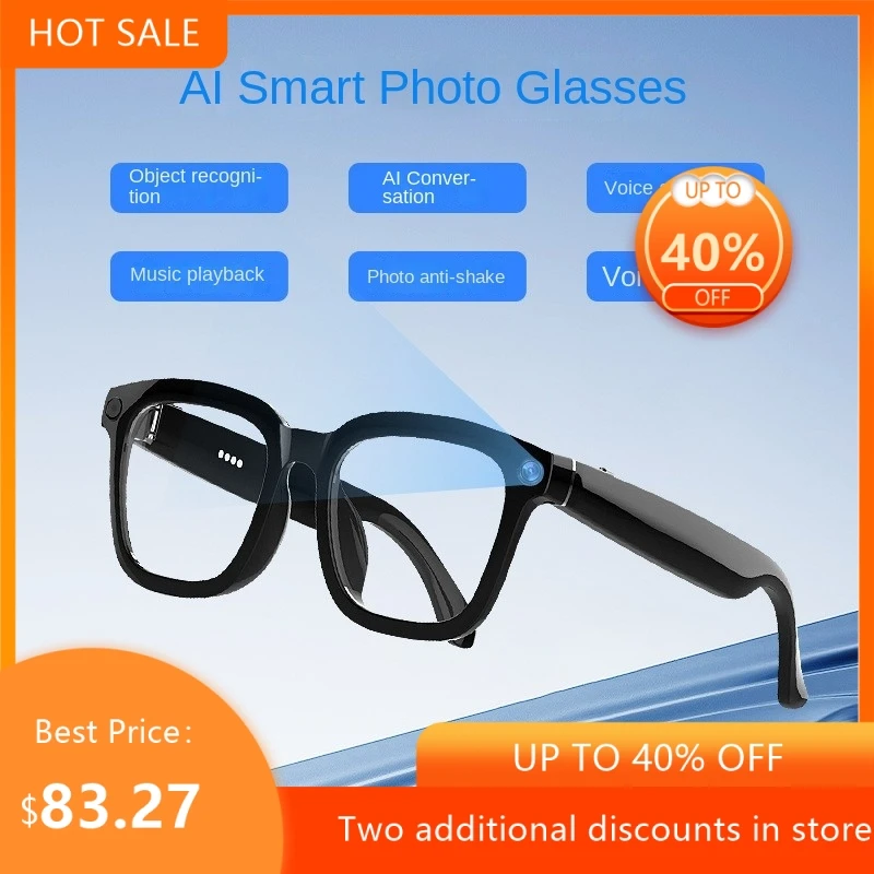 

Умные очки Echowear с ИИ, камерой, HD-качеством, защитой от дрожания, записью фото и видео, распознаванием звонков и переводом