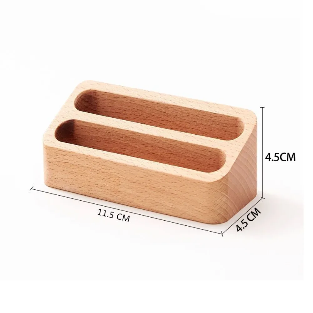 Memo Holder Solid Wood Desktop Business Card Beech Wood Solid Wood Wood Business Card Display Stand Brown/Black Display Stand