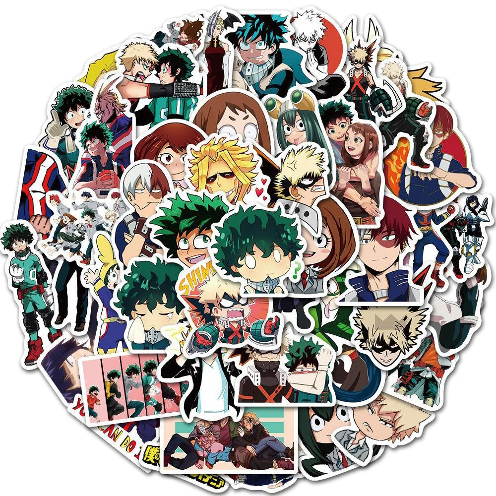 10/30/50/100pcs My Hero Academia Stickers Deku Anime Sticker Motorcycle Stationery Luggage Bakugou Katsuki All Might Decal Toy