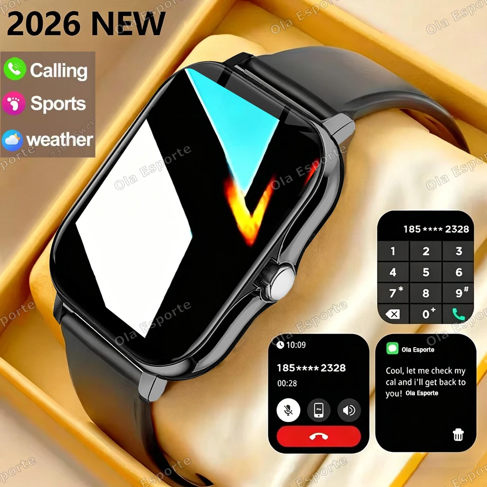 2026 Neue Bluetooth-Anruf Smartwatch Informationspush für Männer und Frauen Gesundheitsüberwachung Schrittzähler Smartwatch für Android iOS HW12