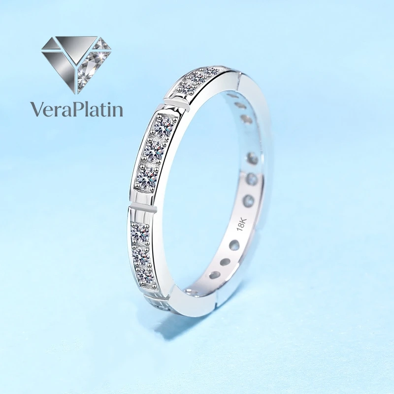 

VeraPlatin Lover Valentine's Day 18K White Gold Rings Girl Friend Birthday Gift 0.52CT Moissanite Diamond Women PT950 Platinum W