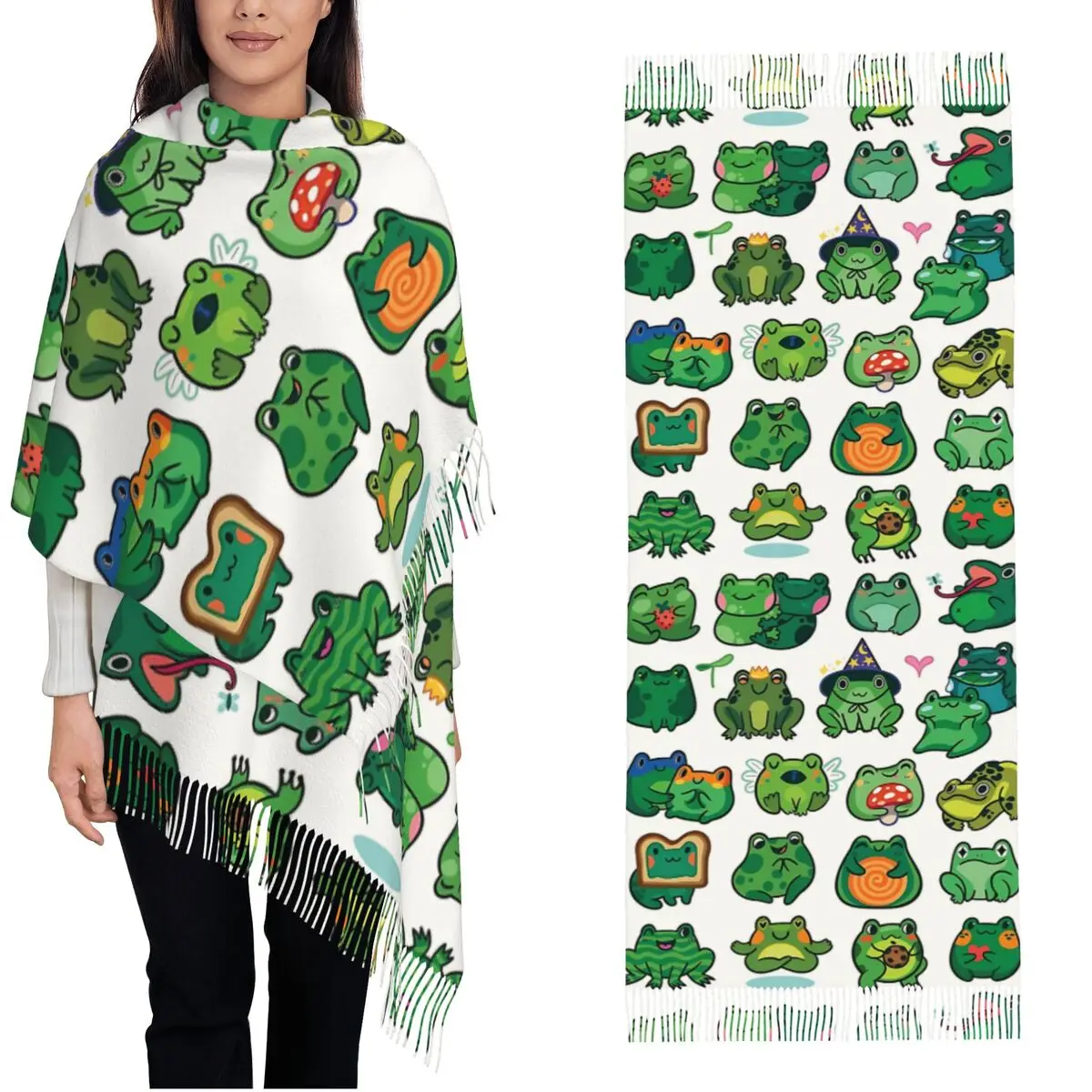 

Скрыть и шок с шарфом-лягушкой, головные уборы унисекс, шарфы с кисточкой, осенние популярные шали и накидка, теплая бандана с рисунком