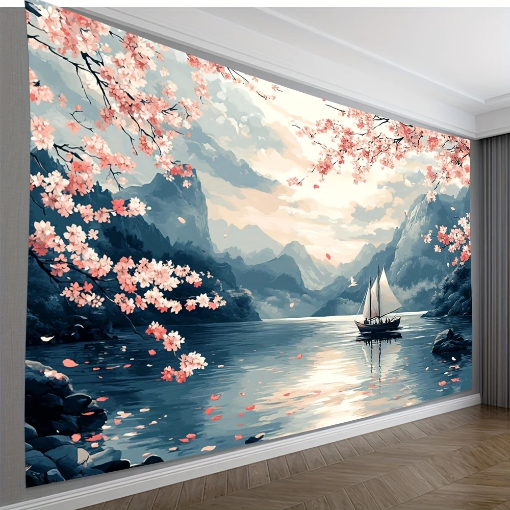 Ukiyo-e style river Digital printing polyester wall hanging tapestry decorative Living room bedrooms Office background gift