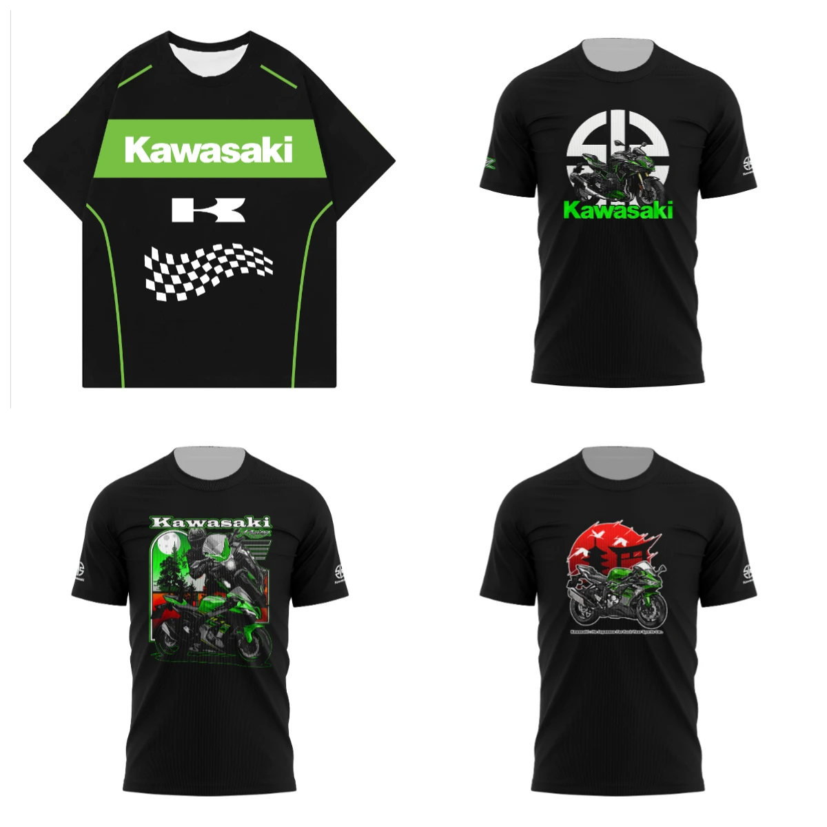 

Летняя футболка Kawasaki, футболка для бега, мужская футболка с 3d принтом, модная футболка с принтом Kawasaki, дышащая быстросохнущая футболка Moto