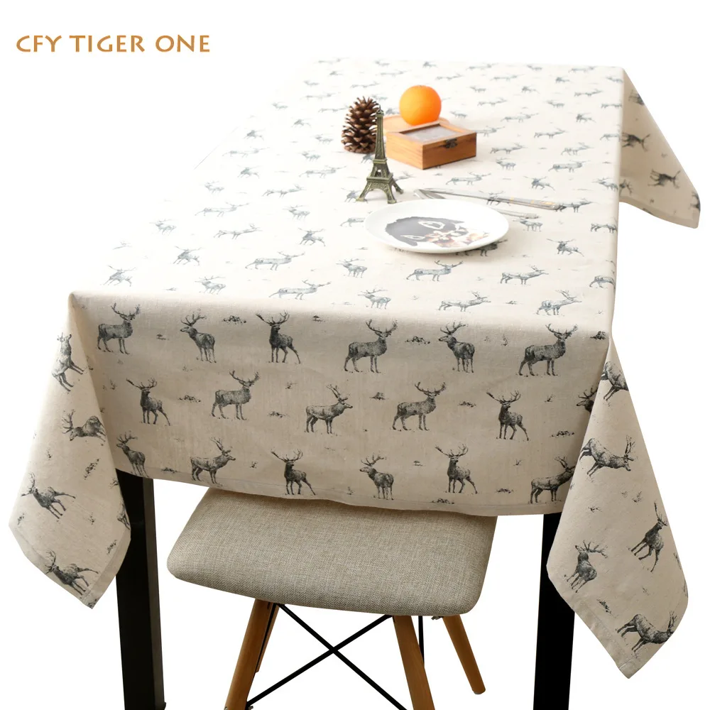 

Cotton Linen Nordic Cartoon Tablecloth Antifouling Rectangular Tablecloth Washable Oil Resistant Coffee Table Mat Table Cover