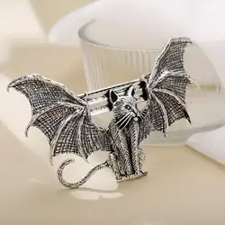 1pc Gothic Flying Cat Hair Clip - Vintage Alloy Barrette For Women, Perfect For Halloween & Cosplay