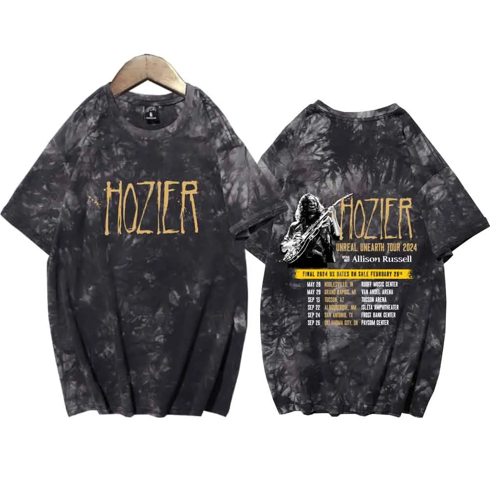 Hozier Unreal Unearth Tour 2024 Tie Dye Shirts  Man Woman Harajuku Summer Casual Tee Tops Regular Tops Unisex Oversize