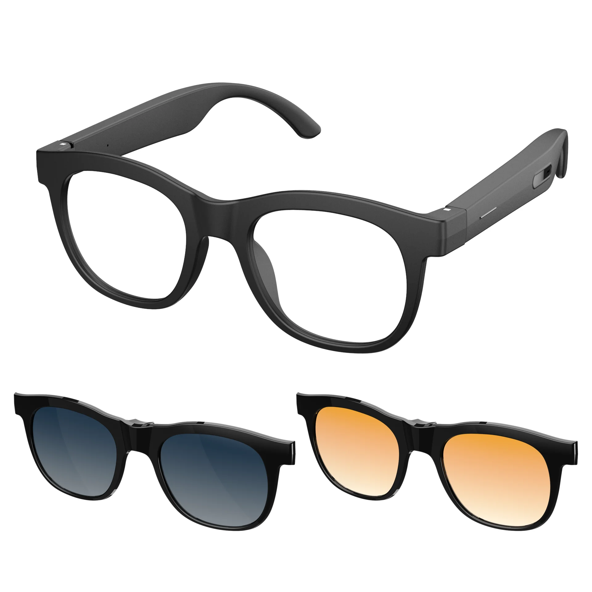 

SG-60 Magnetic Smart Glasses w/ 2 Lenses (Sunglasses & Night Vision) Real-Time Translation & Walkie-Talkie Bluetooth Audio Call