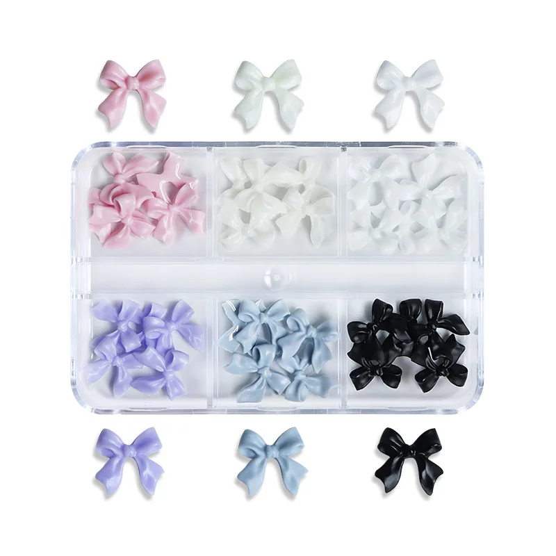 30pcs Kawaii Mini Bow 3D Cute Nail Art Decorations Matte Butterfly Nails Charms Designs DIY Resin Nail Accessories