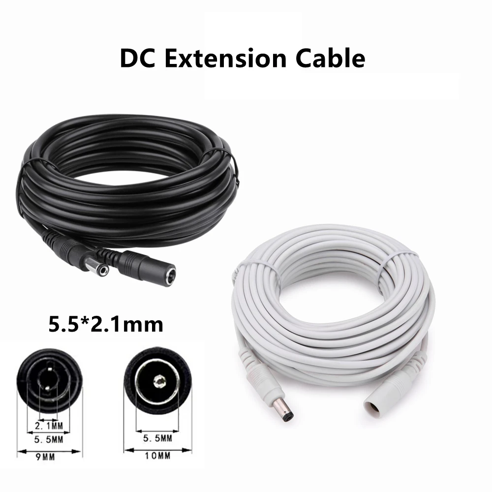 

DC 12V Power Extension Cable 5.5*2.1mm Power Adapter with Extended Wires for Camera CCTV LED Strip Light Connection Accessory