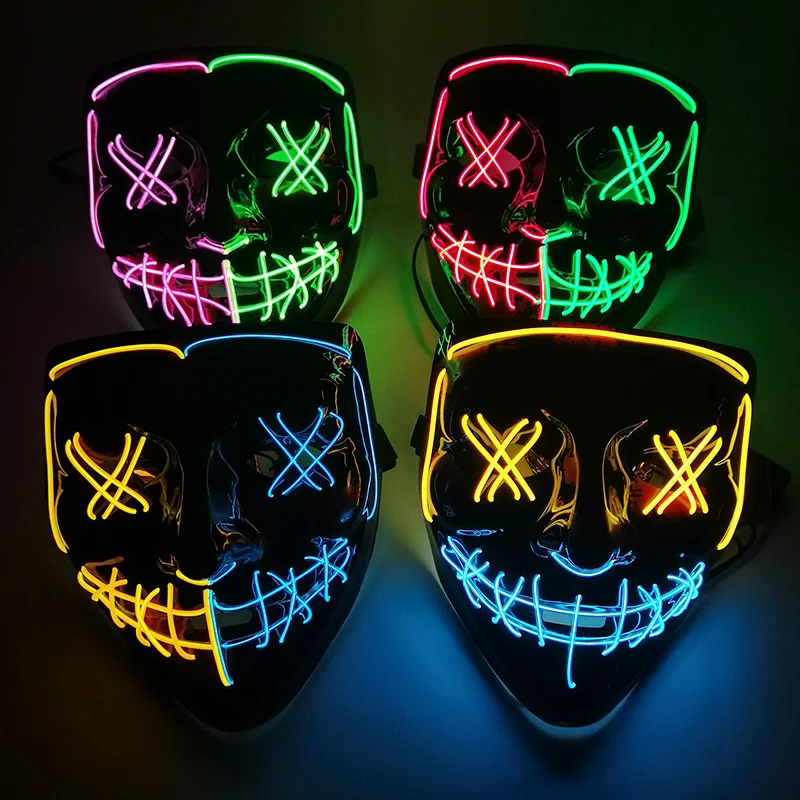 

LED Neon Light Masks Luminous Glasses Purge Mask Masquerade Carnival Party Masks Flashing Light Glasses Cosplay Costume Supplies