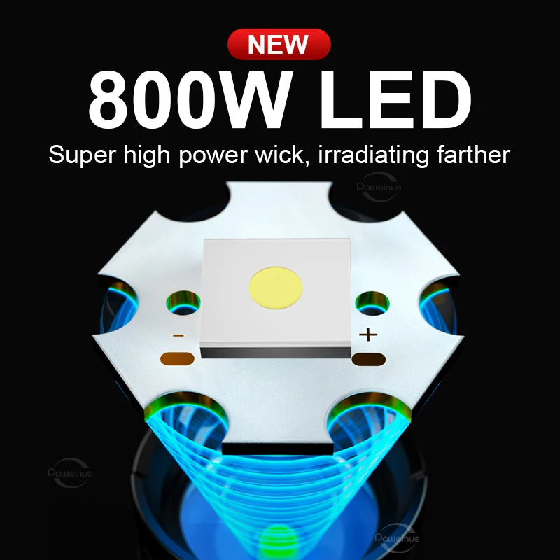 Lanternas LED de alta potência de 10000mAh Tipo-C Lanterna LED recarregável 5000M Lanterna ultra poderosa Lanterna tática ao ar livre