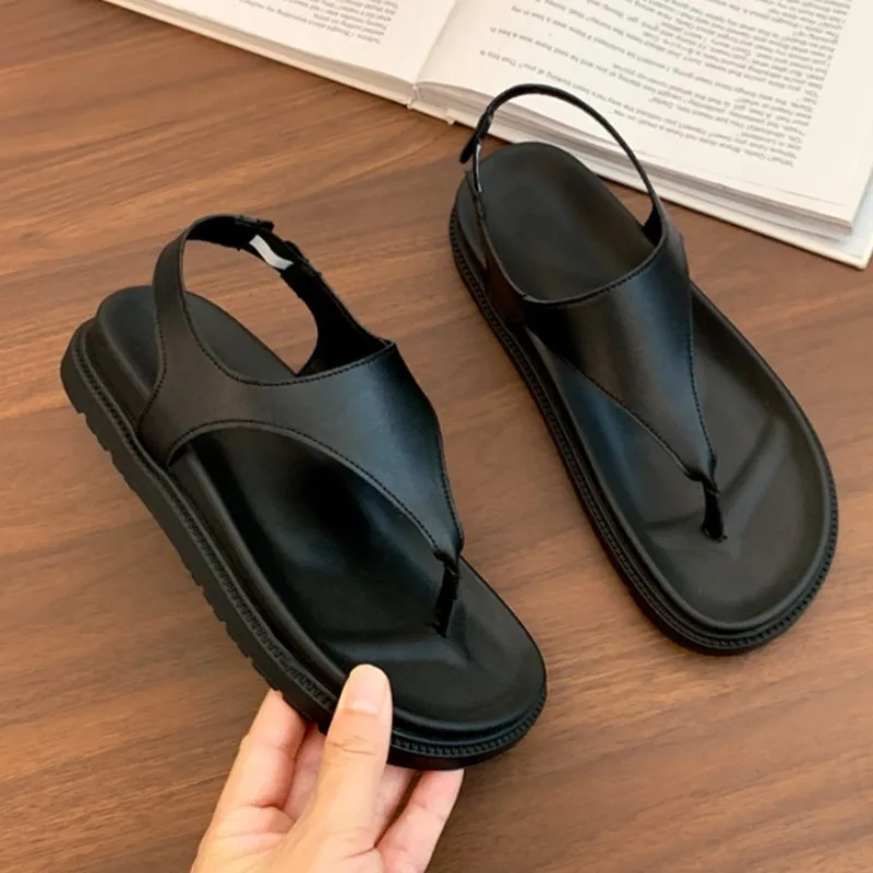 

Женские сандалии на плоской подошве с застежкой на носок, модная летняя обувь на платформе 2024, дизайнерские уютные шлепанцы, новые тенденции, повседневные сандалии De Mujer