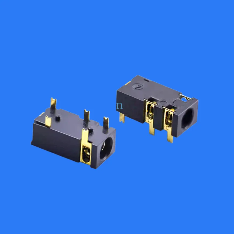 100pcs/ 3.5 headphone socket PJ-327DW gold-plated 5-pin horizontal plug-in audio interface flat headphone female seat with colum