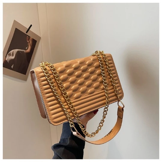 Khaki White Chain Trend Girl Woman Messenger Shoulder OL Bags PU PVC Leather Women Lady Shining Handbag Purses Small Bags