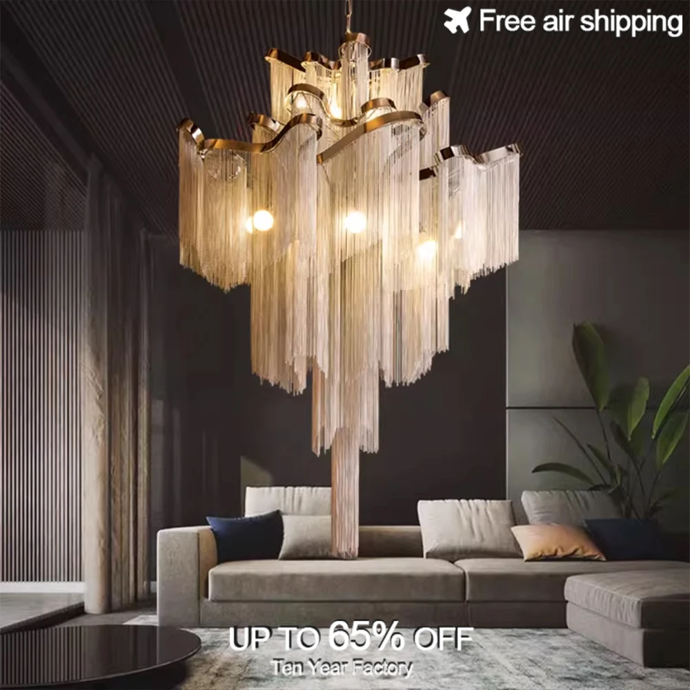 Decorative Modern Nordic Crystal Beads Pendant Chandelier with Aluminum Chain for Bedroom Living Room Kitchen Ceiling Light