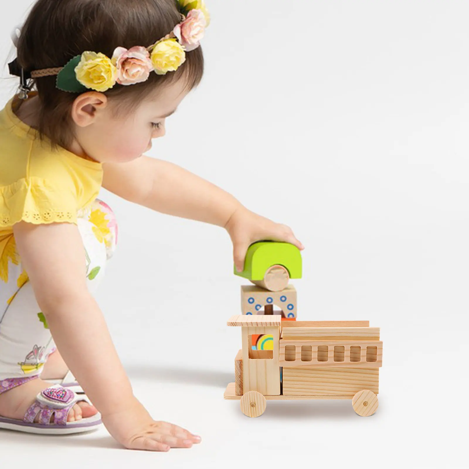 Wooden Fire Truck DIY Assemble Educational Puzzle Car Making Creative Learning Vehicle Craft Wood Puzzle for Kids Boys Girls