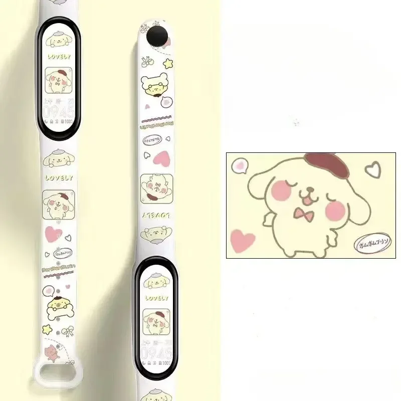 Cute Sanrio Cinnamoroll Silicone Strap for Xiaomi Band 7 6 5 3 4 Cute Anime Pachacco Watchband Bracelet Replacement Wrist Strap