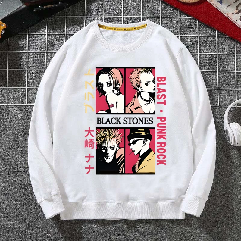 Nana Anime Hoodies Autumn Sweatshirt Men Hip Hop Hoodie For Men Classic Hoody Pullover Tops white