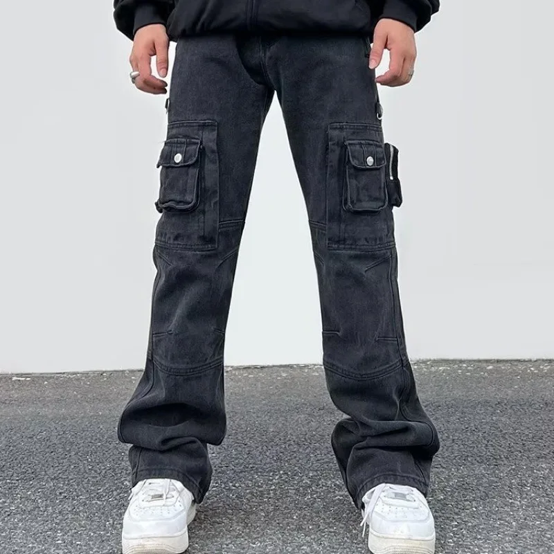 

Мужские модные модные брюки-карго Four Seasons в американском стиле с несколькими карманами, свободные прямые джинсы, мужские брюки