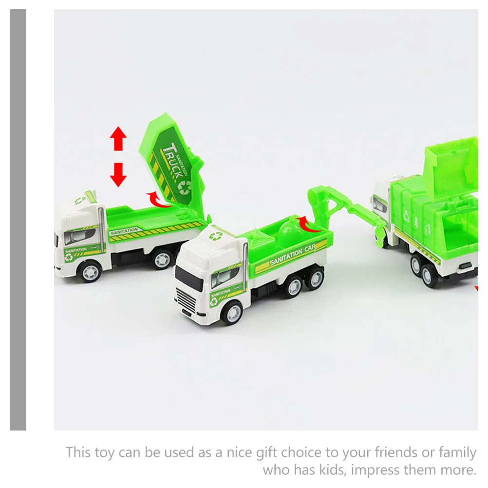 4 قطعة شاحنة صغيرة شاحنة القمامة للأطفال مجموعة لعب سيارة القمامة المتينة هدية تطوير التنسيق بين اليد والعين #4