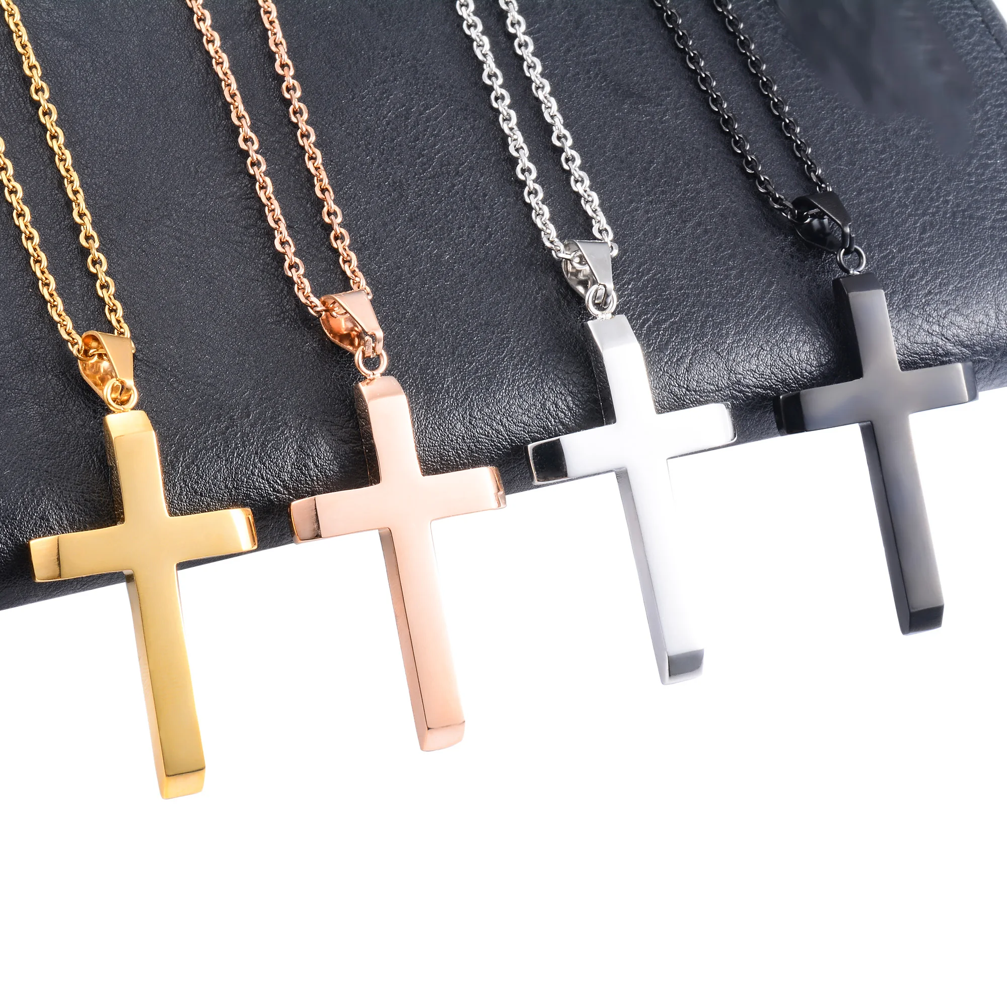 Classic Stainless Steel Cross Pendant Necklace Women Men Charms for Chain Choker Christian Jewelry Making Fiding Accessories