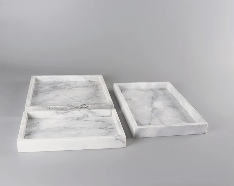 Hotel model room bathroom tray cake tray home cosmetics cloud white splicing natural marble stone square tray