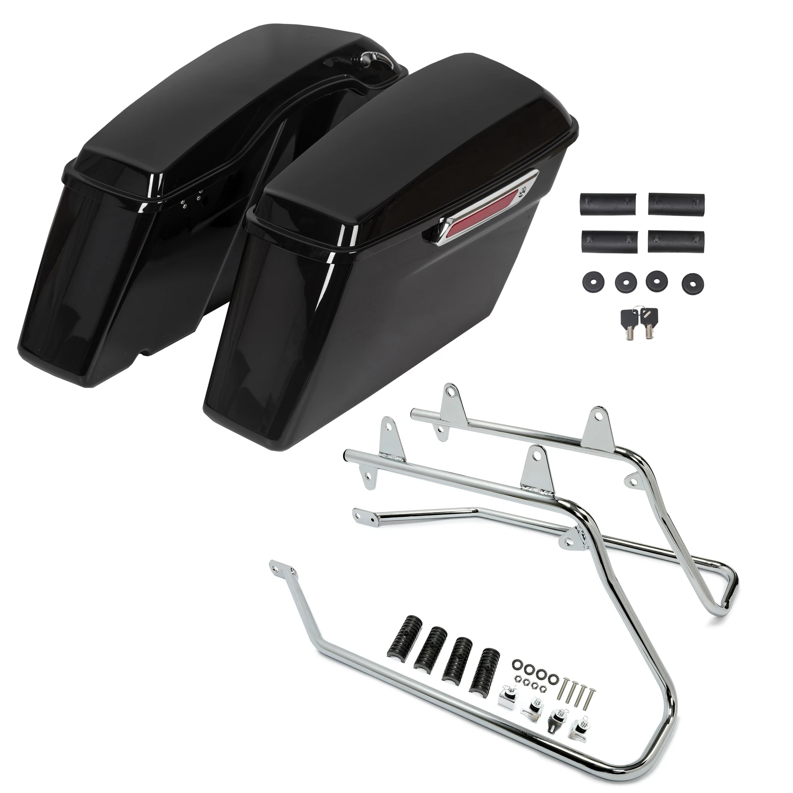 

Hard Saddlebags Saddle Bags W/Chrome Conversion Brackets For Softail Fatboy