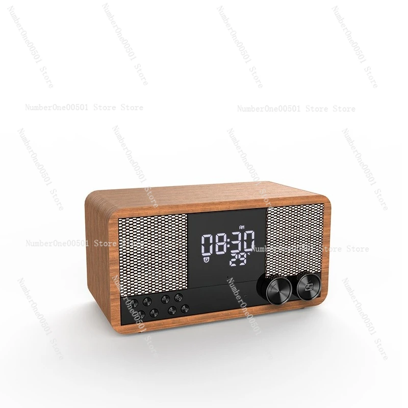 

Vintage Bluetooth Speaker with FM Radio Wooden Home Clock Alarm Sound System with Deep Bass
