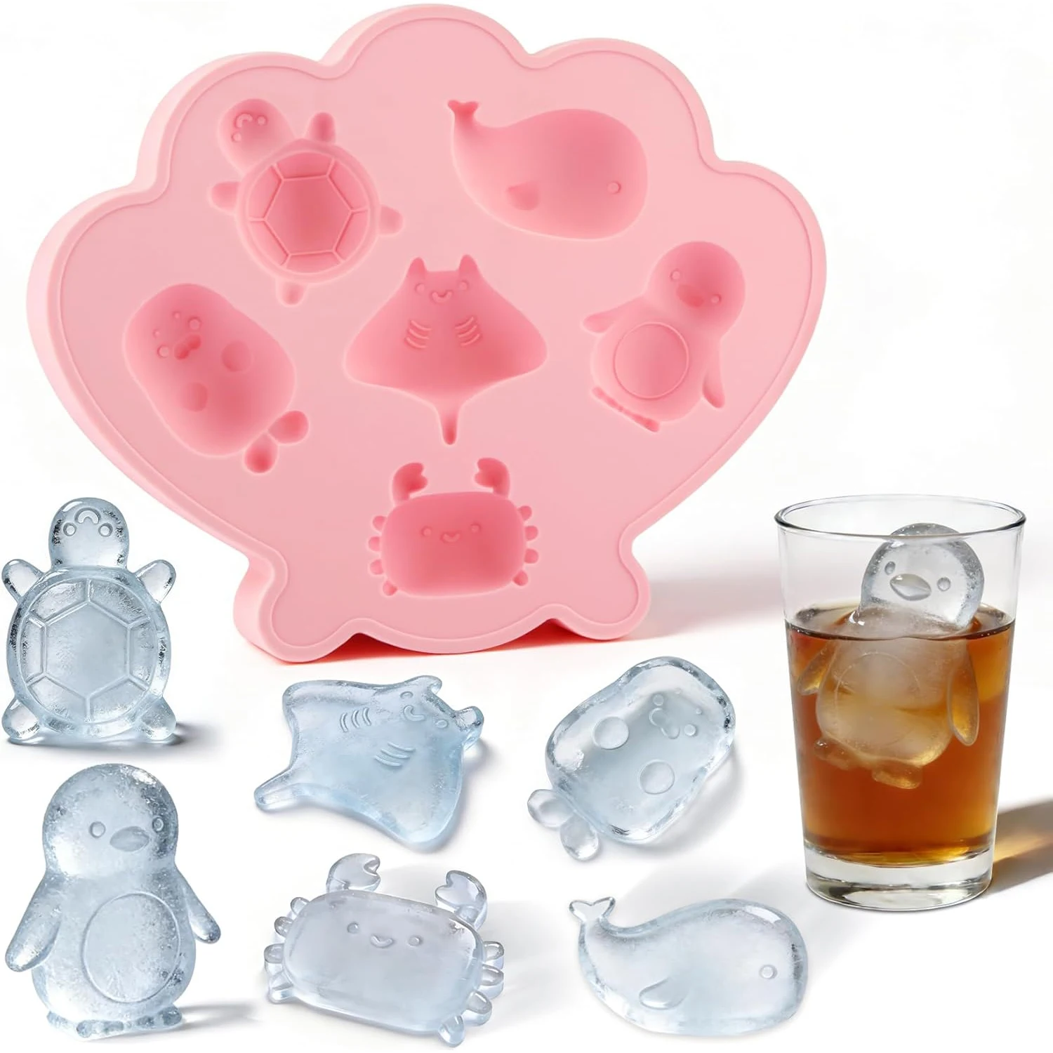 Silicone Tray Food Grade Freezer Ice Mold Marine Life Ice Mold Odorless Ocean Creature Ice Mold For Summer Gathering Kitchen