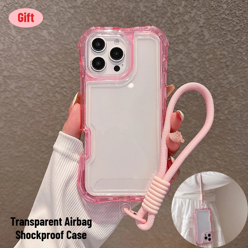 

Самый популярный прочный жесткий чехол для телефона 3IN1 для IPhone 16 15 14Plus 13 Pro Max 17 Air со шнурком, подушкой безопасности, противоударный защитный чехол