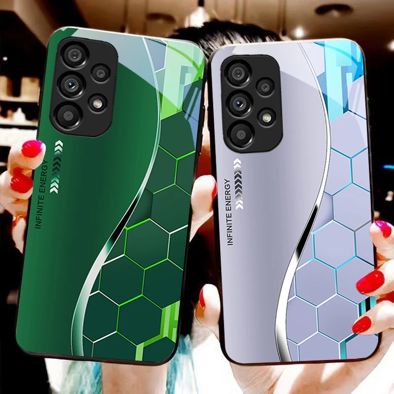 الخيال العلمي فضي أبيض لسامسونج غالاكسي S 8 9 10 20 زائد 21 FE 22 23 24 الترا S7 حافة الأسود الزجاج المقسى جراب هاتف قشرة صلبة #2