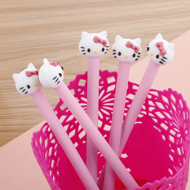 50pcs/lot Sanrio Kawaii Cat Gel Pen Cute 0.5mm Black Ink Signature Pens Promotional Gift Office School Supplies