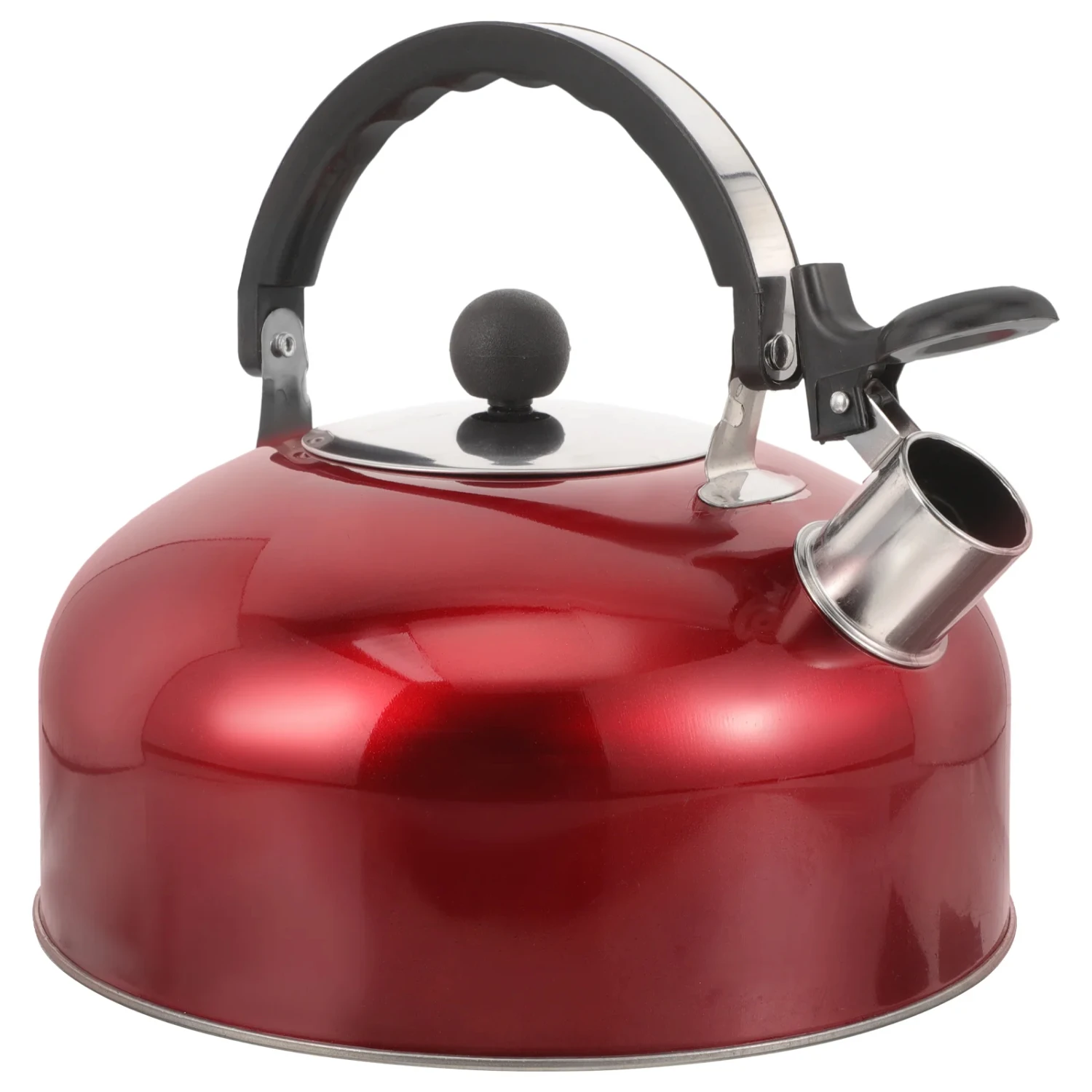 Red Stainless Steel Whistling Tea Kettle with Cool Grip Handle for Boiling Water on Induction Stove