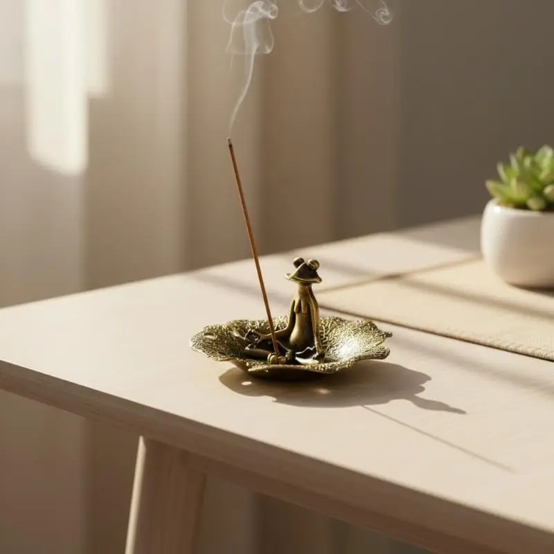 Vintage Zen Frog Incense Holder 1Pcs Alloy Stick Burner Home Decor Retro Aromatherapy Tray for Meditation Yoga Space