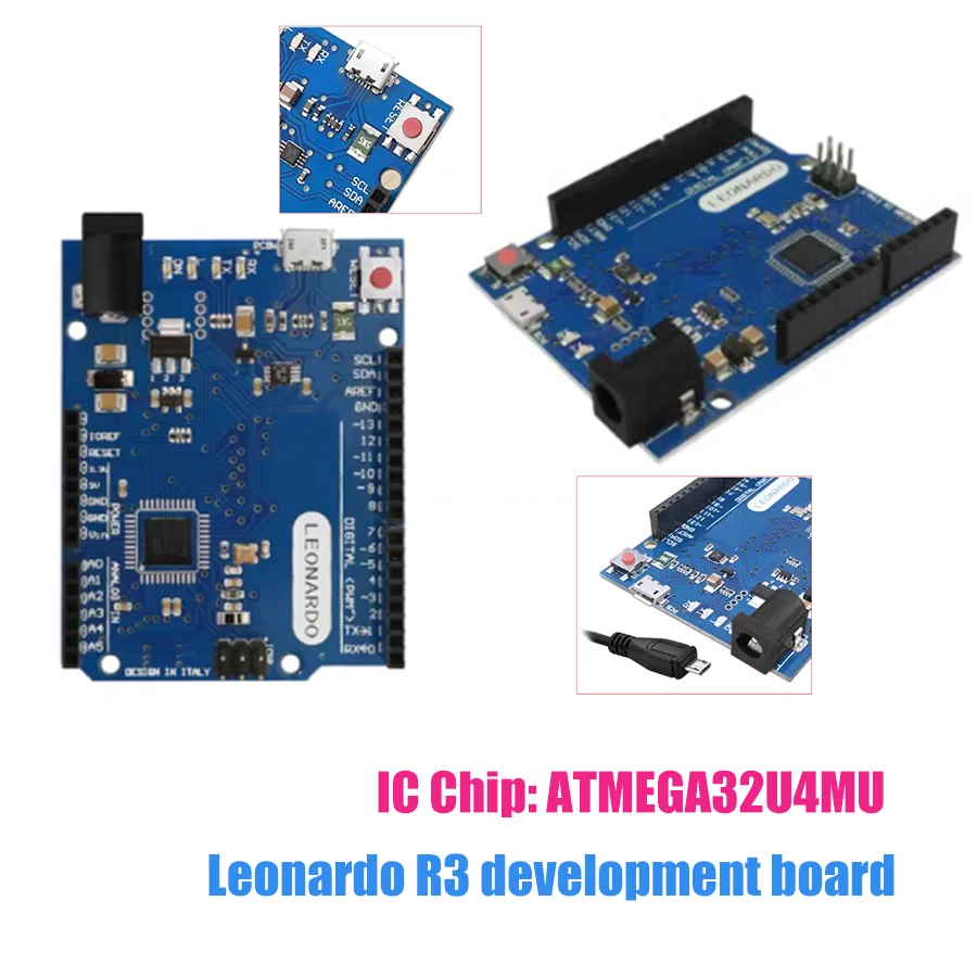 

Leonardo R3 development board ATMEGA32U4 with data cable blue board QFN chip