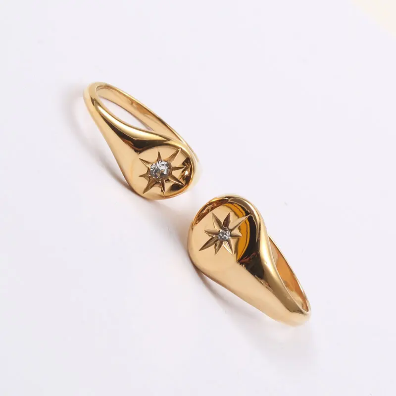 Joolim High End PVD Fashionable M Word Star Ring For Women Stainless Steel Jewelry Wholesale