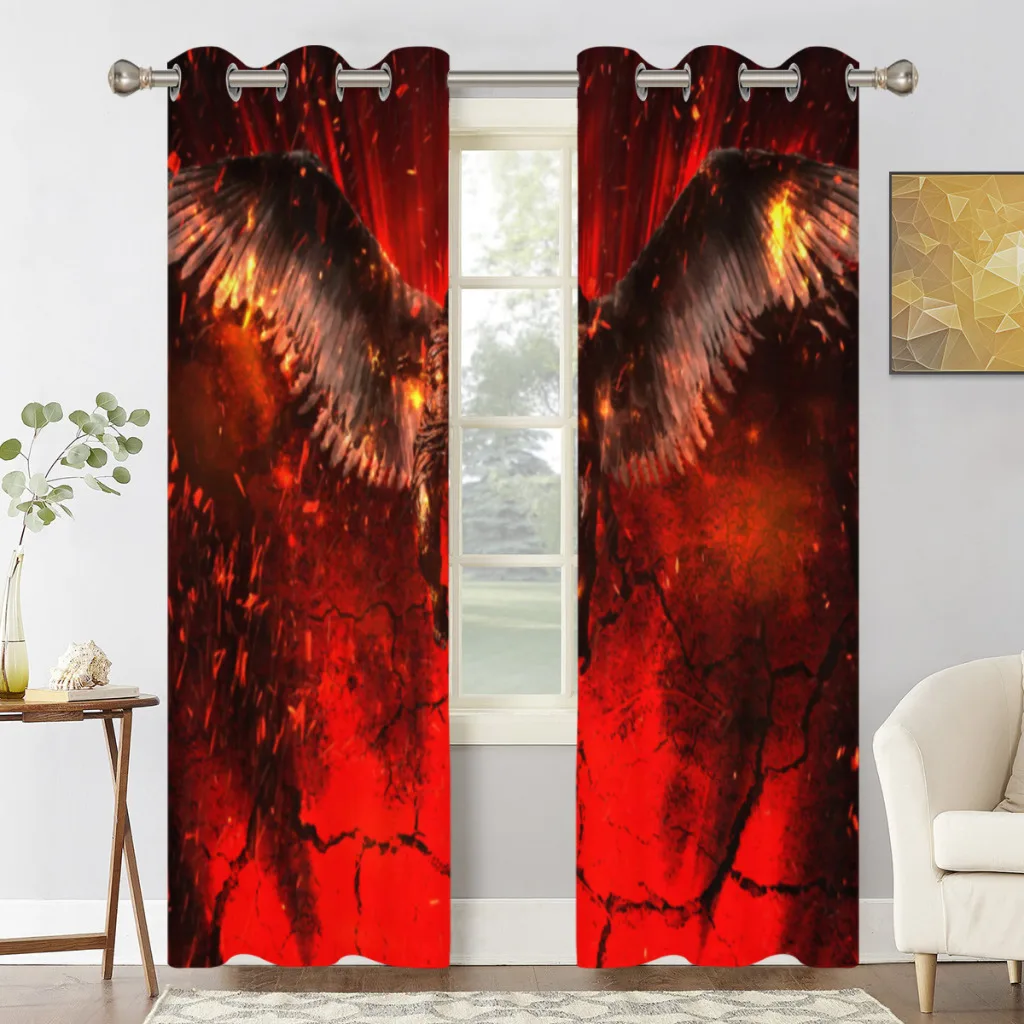 Fallen Angels Wings Window Curtains  for Living Room Bedrooms 2 pieces Aesthetic Room Decoration