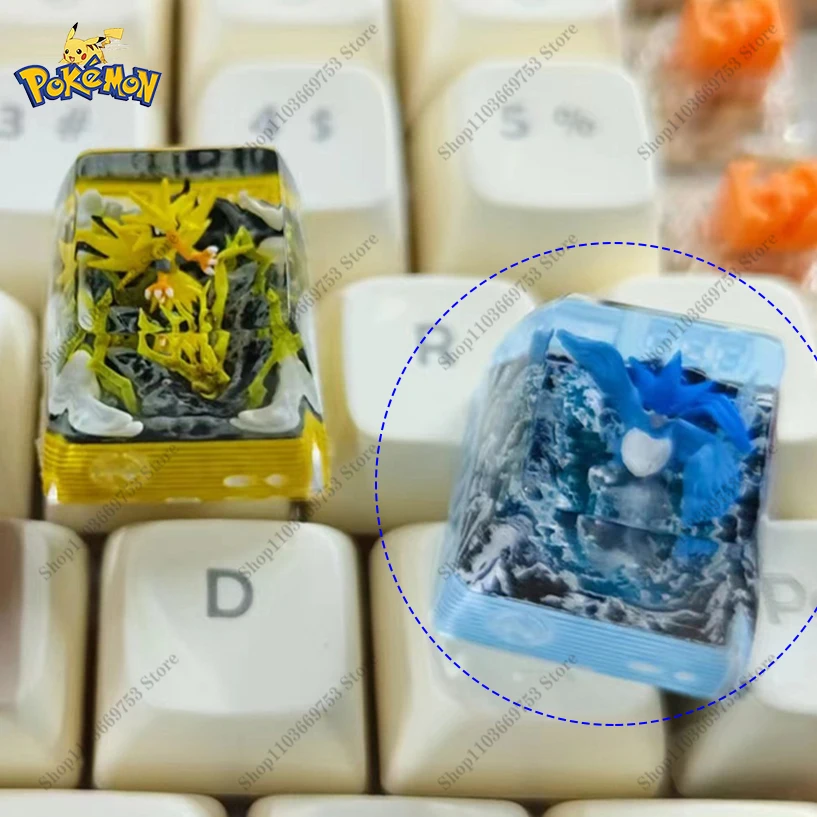 Pokemon Anime Keycap pájaro legendario Articuno resina transparente estereoscópico personalizado Teclado mecánico llaves accesorios regalo