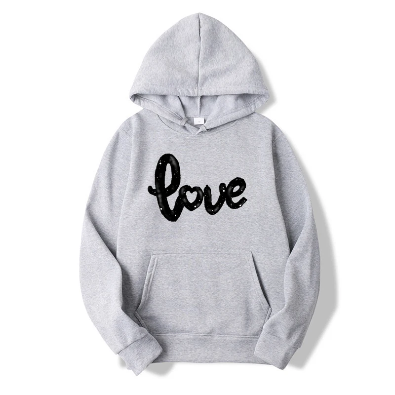 Women Spring Autumn Sportswear Hoodies Casual Letter LOVE Printed Hooded Sweatshirt Fleece Harajuku Hip Hop Pullover Top