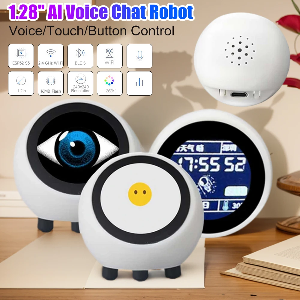 

1.28" LCD Touchscreen Robot DeepSeek XiaoZhi AI Voice Chat Robot WiFi Clock Smart Home Assistant ESP32-S3 Development Demo Board