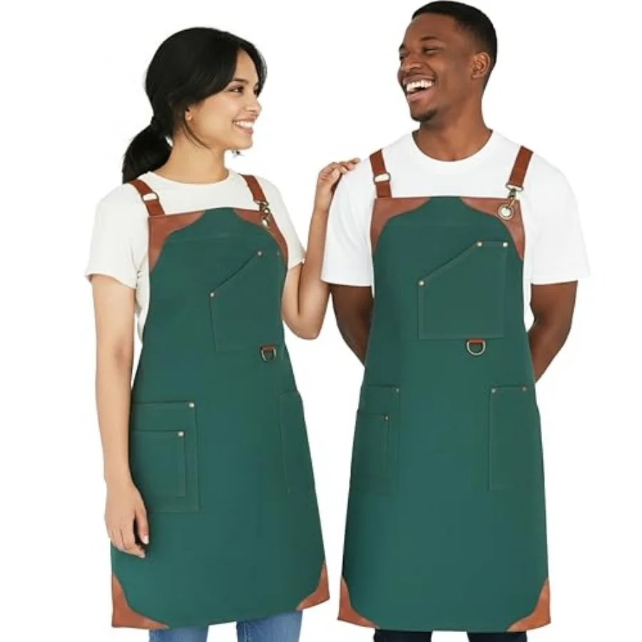 

Professional Work Apron for Men and Women 100% Cotton with waterproof Membrane, Cross Back Straps