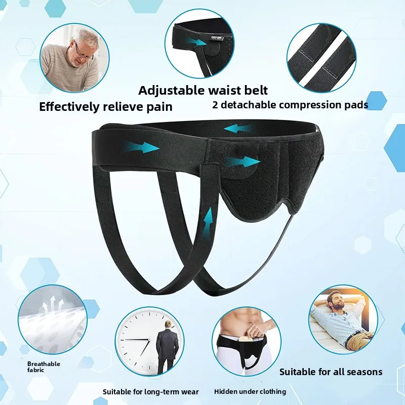 حزام تروس للفتق للرجال - دعم الفخذ مع ضغط قابل للتعديل