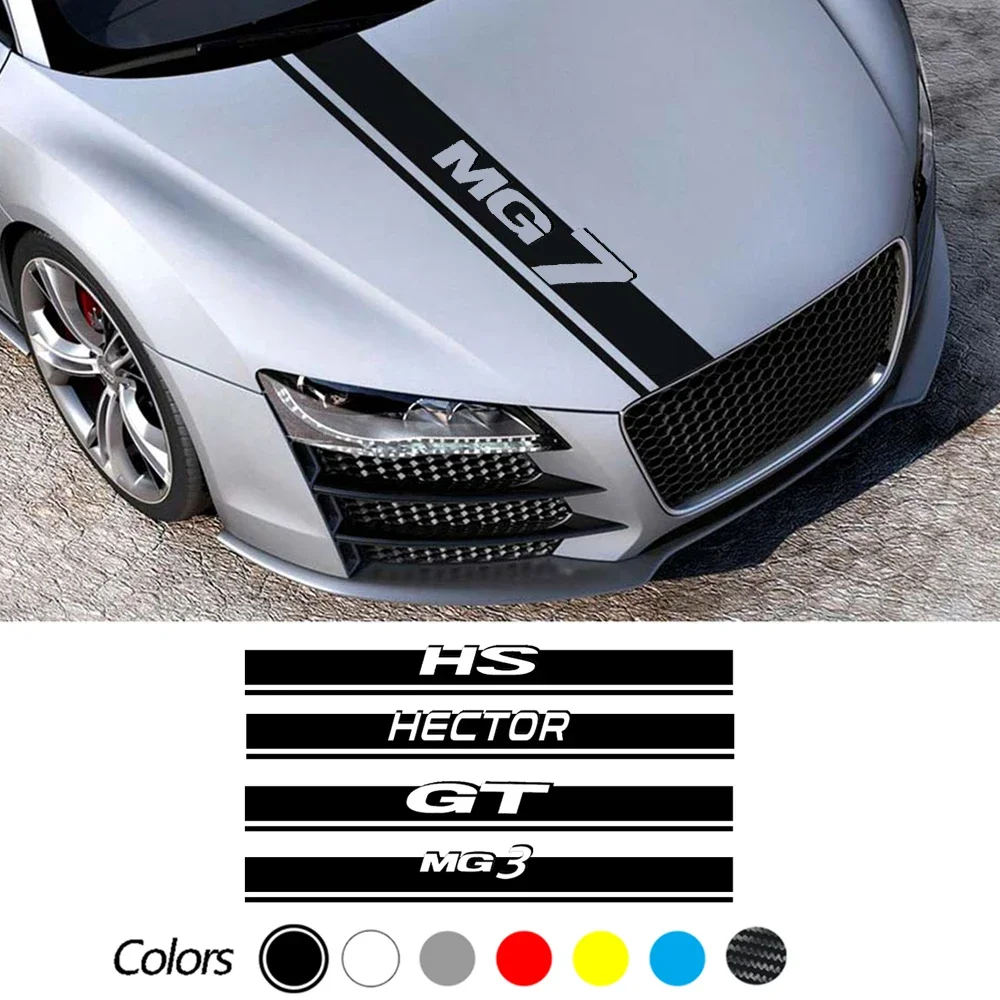 New Styling Stripe Vinyl Car Hood Stickers for MG ZS GT HECTOR HS MG3 MG5 MG6 MG7 Auto Bonnet Decorative Accessories