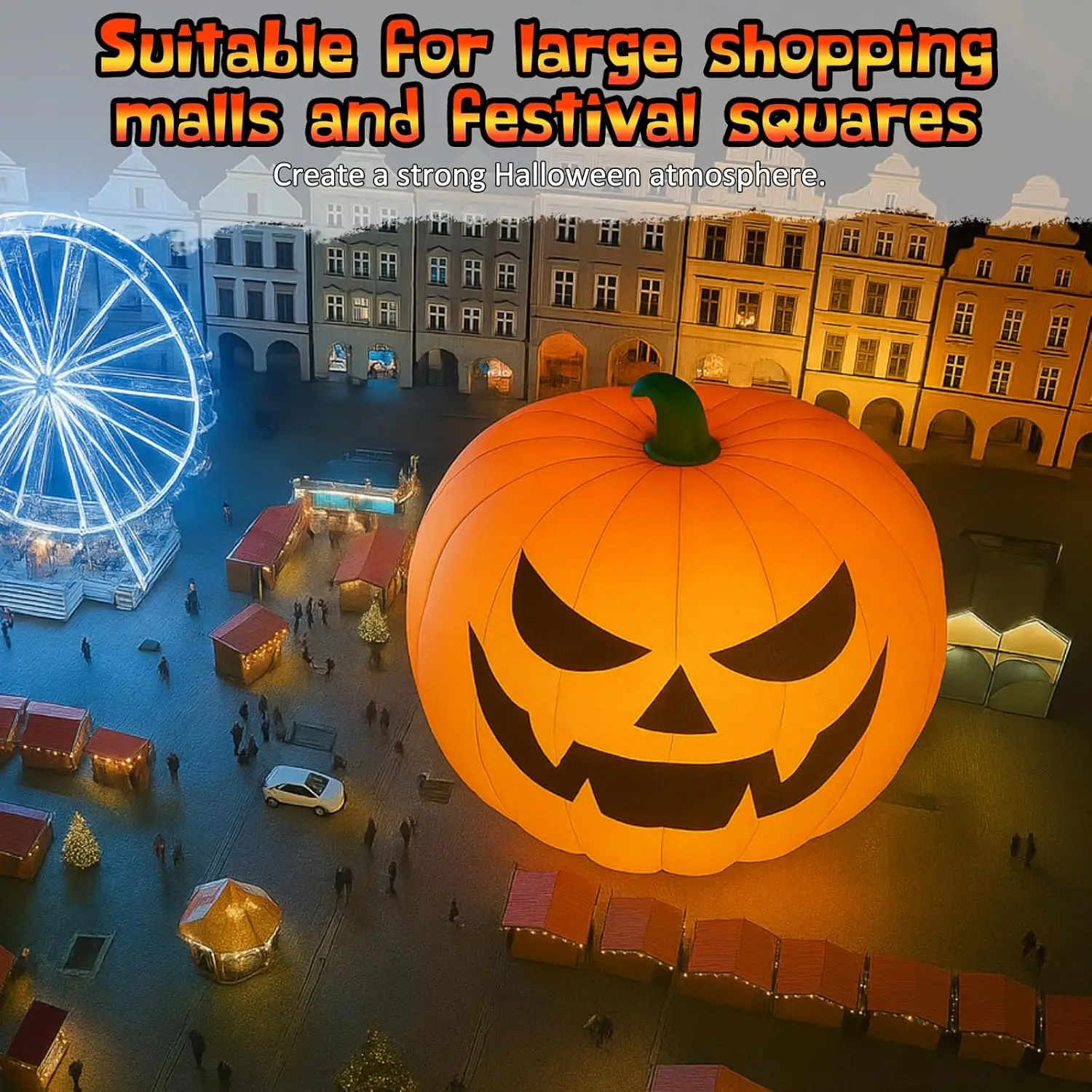 20Ft Giant Thanksgiving Inflatables Pumpkin Outdoor Decor Extra Large Blow up Pumpkin with Built-in LED Lights for Home Garden