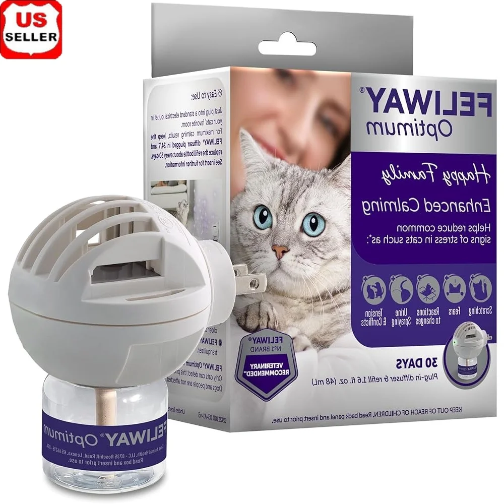 

Cat Calming Diffuser Kit 30 Days Pheromone 48ml Reduces Stress Behaviors Safe Drug Free Covers 700 sqft