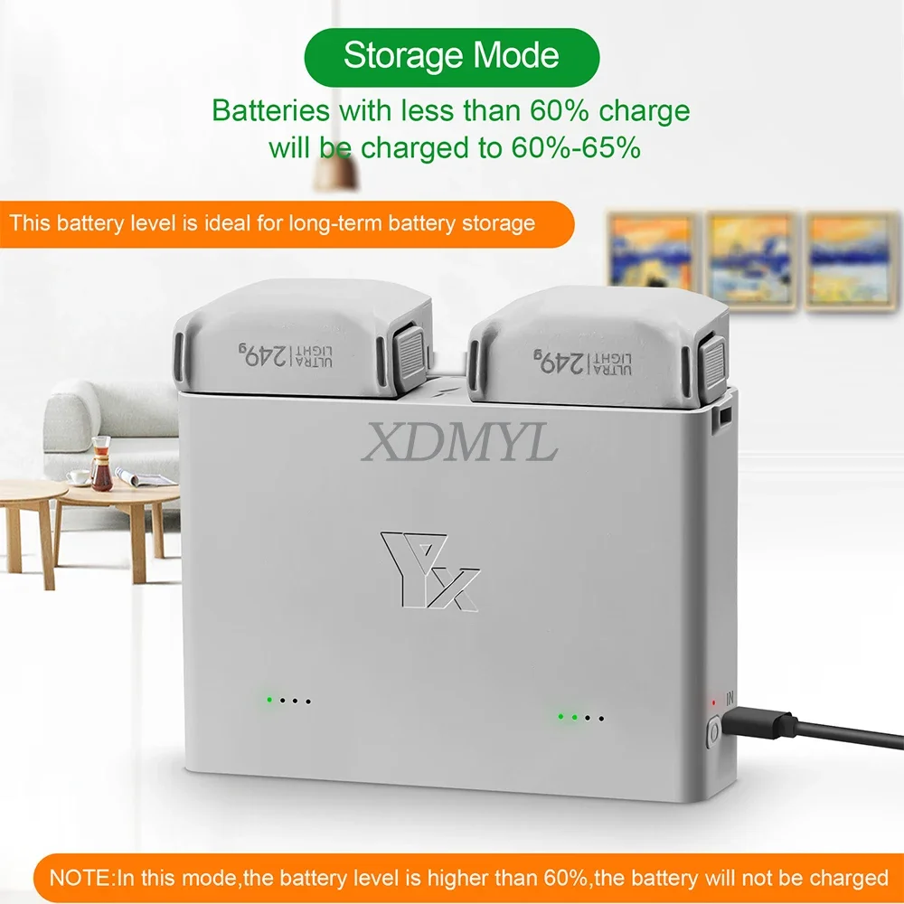 Two-Way Battery Charging Hub for DJI Mini 4 Pro Mini 3 Pro Color Screen Fast Charger Storage Mode Power Bank Drone Accessories