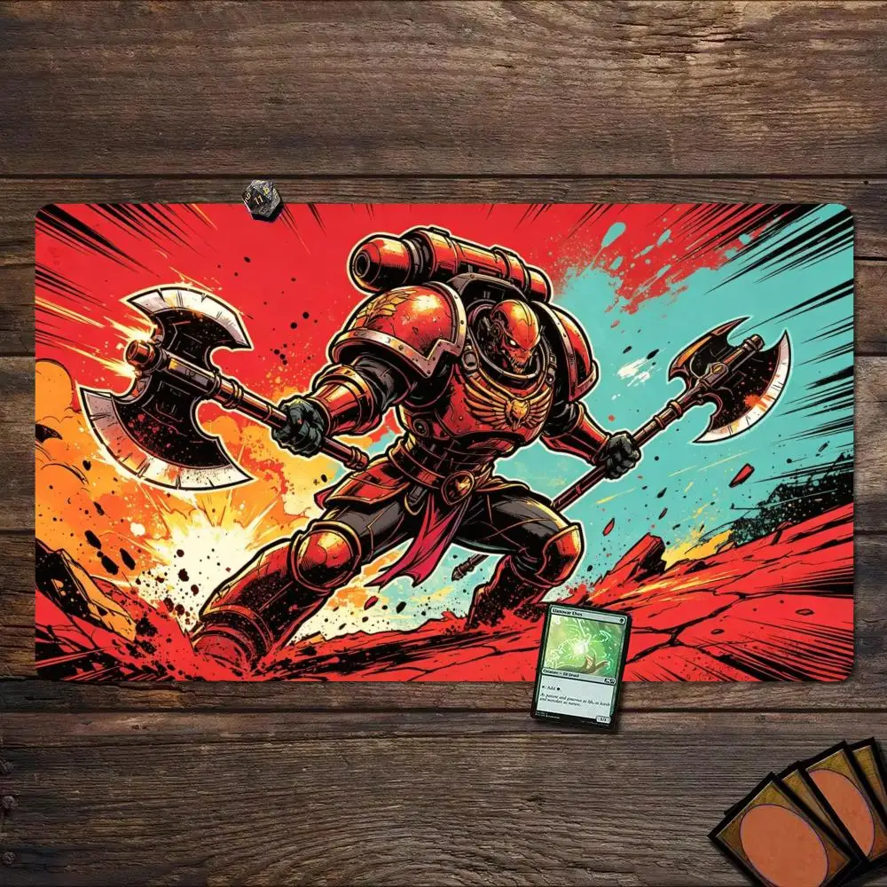 Graffiti Armored Bear Snake Mage Crow Knight TCG Playmat 35X60CM Magic Card Battle Mat Non-Slip Durable Stitched Edge Playmat