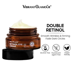 VIBRANT GLAMOUR Retinol Eye Cream Dark Circles Fade Fine Lines Remove Eye Bags Anti Wrinkle Anti Aging Firming Brighten Skin 20g