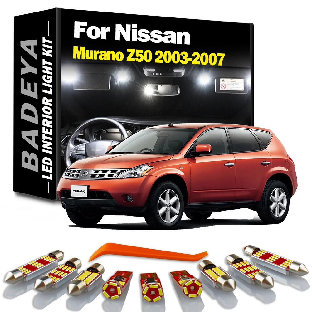 BADEYA 15Pcs Canbus LED Interior Reading Trunk Door Light Kit For Nissan Murano Z50 MK1 1 I 2003 2004 2005 2006 2007 Car Bulbs